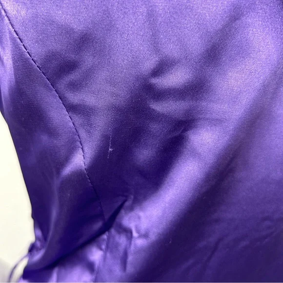 H & R London Purple Satin Retro Pin Up Style Fit Flare Tea Length Dress US 6 - Picture 6 of 15
